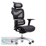 Abbey Dorsum High Back 24 Hour Mesh Chair with Extra Wide Headrest in Black
