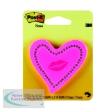 3M Post-it Note Heart with Lips Neon Pink 6370-HTL
