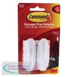 3M Command Adhesive Medium Oval Hook Pack of 2 White 17081