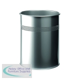 Durable Metal Waste Bin 15 Litre Silver 3300/23
