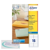 Avery Clear Inkjet Label 99.1x34mm 16 per Sheet Pack of 25 J8562-25