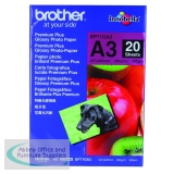 Brother A3 Premium + Glossy Photo Paper (Pack of 20) BP71GA3