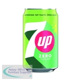 7 Up Zero Lemon and Lime Carbonated Soft Drink Canned 330ml (Pack of 24) 251254