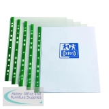 Oxford Punch Pocket Green Spine A4 Clear (100 Pack) 400002137