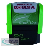 COLOP Green Line Word Stamp PRIVATE and CONFIDENTIAL Red P20GLPRI
