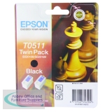 Epson Stylus C740/800 Inkjet Cartridge Black 24ml Twin Pack C13T051142