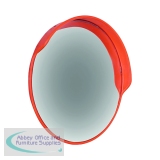 Traffic Mirror with Hood 450mm Diameter with Fixings High Visibility Orange TMH45Z
