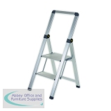 Climb-It 2 Tread Slim Step Ladder with Handrail 475x55x1160mm Aluminium FS192Z