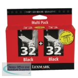 Lexmark No32 Inkjet Cartridge Twin Pack Black 80D2956