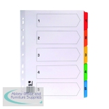 Q-Connect Index A4 Multi-Punched 1-5 Reinforced Multi-Colour Tabbed