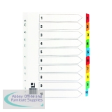 Q Connect Index A4 Multi-Punched 1-10 Reinforced Multi-Colour Tabbed