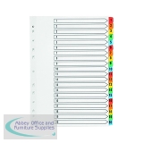 Q-Connect Index A4 Multi-Punched 1-20 Reinforced Multi-Colour Tabbed
