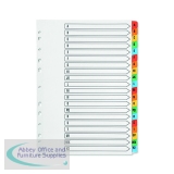 Q-Connect Index A4 Multi-Punched A-Z 20-Part Reinforced Multi-Colour Tabbed