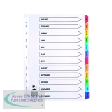 Q-Connect Index A4 Multi-Punched January-December Reinforced Multi-Colour Tabbed
