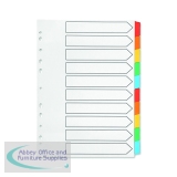 Q-Connect Index A4 Multi-Punched 10-Part Reinforced Multi-Colour Tabbed
