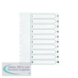Q-Connect Index A4 Multi-Punched 1-10 Reinforced White Board Clear Tabbed