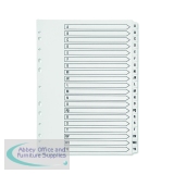 Q-Connect Index A4 Multi-Punched A-Z 20-Part Reinforced White Board Clear Tabbed