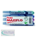 Pentel Maxiflo Whiteboard Marker Fine Bullet Tip Hanging Pack Assorted Pack of 4 YMWL5S-4
