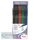 Pentel Sign Pen Assorted Pack of 5 S520/5-M