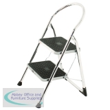Folding Step Stool 2-Tread High Back Chrome 321677