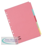 Concord Subject Dividers 5-Part Multipunched 160gsm A4 Assorted Ref 51099