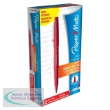 Paper Mate Fine Line Marker Nylon 1.1mm Tip 0.8mm Line Red Ref S0190993 [Pack 12]