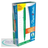 Paper Mate Fine Line Marker Nylon 1.1mm Tip 0.8mm Line Green Ref S0191033 [Pack 12]