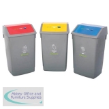 Addis Recycle Bin Kit 3x 54L Bins with Colour Coded Lids Flip Top Ref 505576