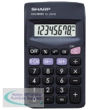 Sharp Pocket Calculator 8 Digit Display 3 Key Memory Battery Powered 60x8x103mm Black Ref EL233SBBK