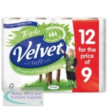 Triple Velvet Toilet Rolls White Ref VSCADVW12 [Pack 9]