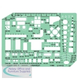 Linex Furniture Template with Furniture and Room Symbols Scale 1-50 230x160mm Tinted Green Ref LXG1263S