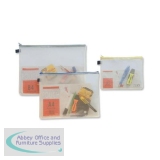 INDX Zip Pouch Reinforced Mesh-weave PVC Clear with Coloured Seal W240xD15xH190mm A5 Yellow Ref ZPYEL