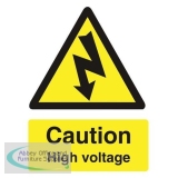 Stewart Superior Caution High Voltage Sign Self Adhesive Vinyl 150x200mm Ref WO137SAV