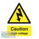 Stewart Superior Caution High Voltage Sign Self Adhesive PVC 150x200mm Ref WO137PVC