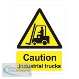 Stewart Superior Caution Industrial Trucks Sign Self Adhesive PVC 150x200mm Ref WO135PVC