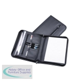 Alassio Conference Folder Zipped 3 Compartments A4 Leather-look Black Ref 30042