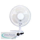 5 Star Facilities Clip-On Fan 6 Inch with Tilt for Desk or Shelf 2-Speed 1.25-1.3m Cable Dia.152mm White