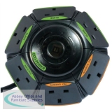 Philex Eco-Power Surge Protection Extension Socket Power Dome 6-Way 6500 Max. Amps 1.5m Black Ref 76934R