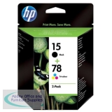 Hewlett Packard No15/78 Inkjet Cartridge CYMK Pack of 2 SA310AE