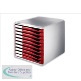 Leitz Form Set Filing Unit with 10 Drawers A4 W291x352x291mm Red and Grey Ref 5281-25