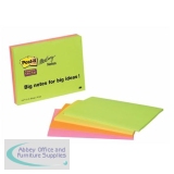 Post-it Super Sticky Meeting Notes Pads of 45 Sheets 200x149mm Bright Colours Ref 6845SSP [Pack 4]