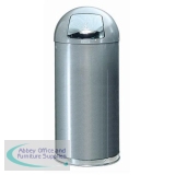 Rubbermaid EasyPush Bin Fire-safe Self-closing 56 Litres D381xH915mm Stainless Steel Ref R1536SSSGL