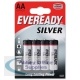 Eveready Battery Silver AA Pack of 4 R6B4UP