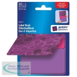 Avery Pad Book of Removable Labels 89x25mm to 89x51mm Circles Purple and Pink Ref 8324 [80 Labels]