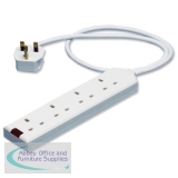 CED 4-Way Extension Lead 13amp 5 Metres Neon White CEDTS4513M