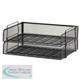 Osco Mesh Letter Tray Scratch-resistant Stackable Side-load Landscape Foolscap Black Ref LT-SSL B