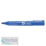 5 Star Office Permanent Marker Xylene/Toluene-free Smear proof Bullet Tip 2mm Line Blue [Pack 12]
