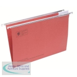 5 Star Suspension File Manilla Heavyweight with Tabs and Inserts Foolscap Red Ref 100331397 [Pack 50]