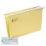 5 Star Suspension File Manilla Heavyweight with Tabs and Inserts Foolscap Yellow Ref 100331401 [Pack 50]