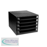 Exacompta Eco Desktop Recycled Plastic 5 Drawer Set W387xD284xH218mm Black Ref 221014D